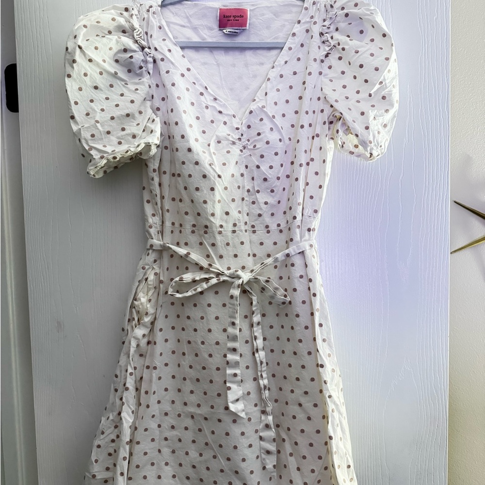 Kate Spade White Polka Dot Midi Dress